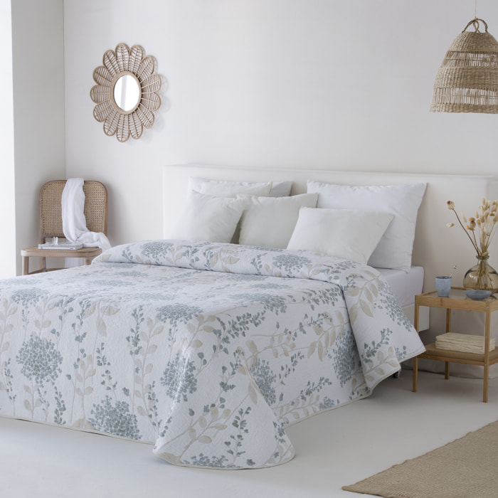 Couvre lit jacquard en coton bleu