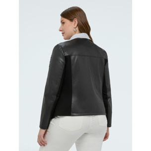 Fiorella Rubino - Chaqueta biker con acabado trenzado - Negro