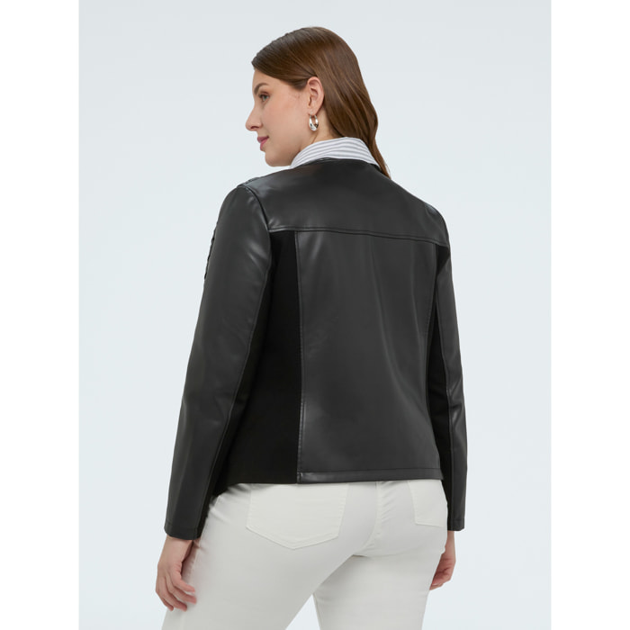 Fiorella Rubino - Chaqueta biker con acabado trenzado - Negro