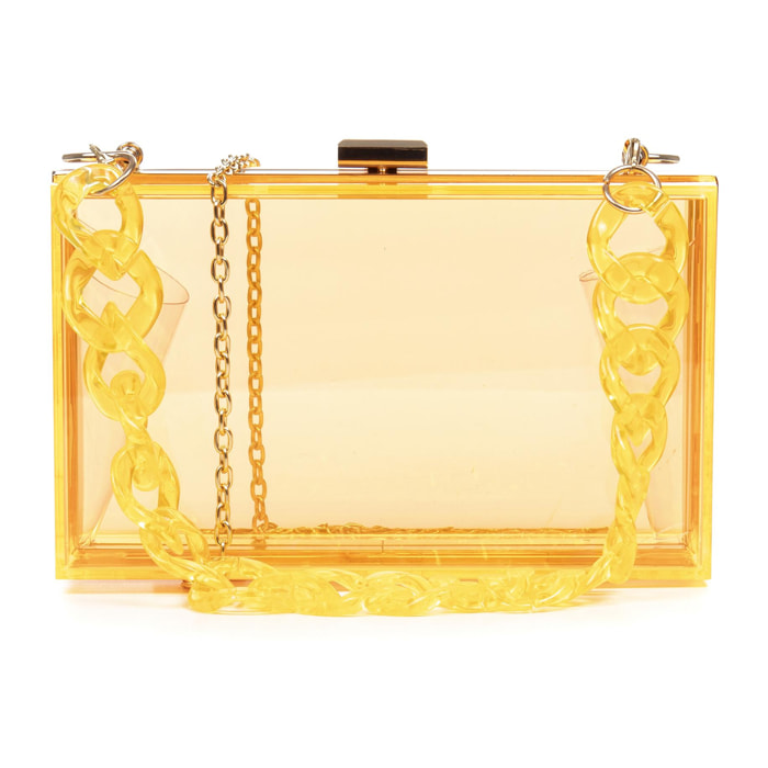 Zavattarello bolso clutch de mano, de metacrilato transparente.