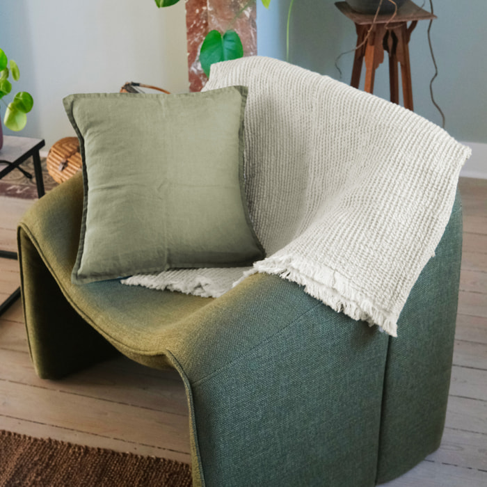 Plaid coton et lin, DECO ESPRIT NID D'ABEILLE