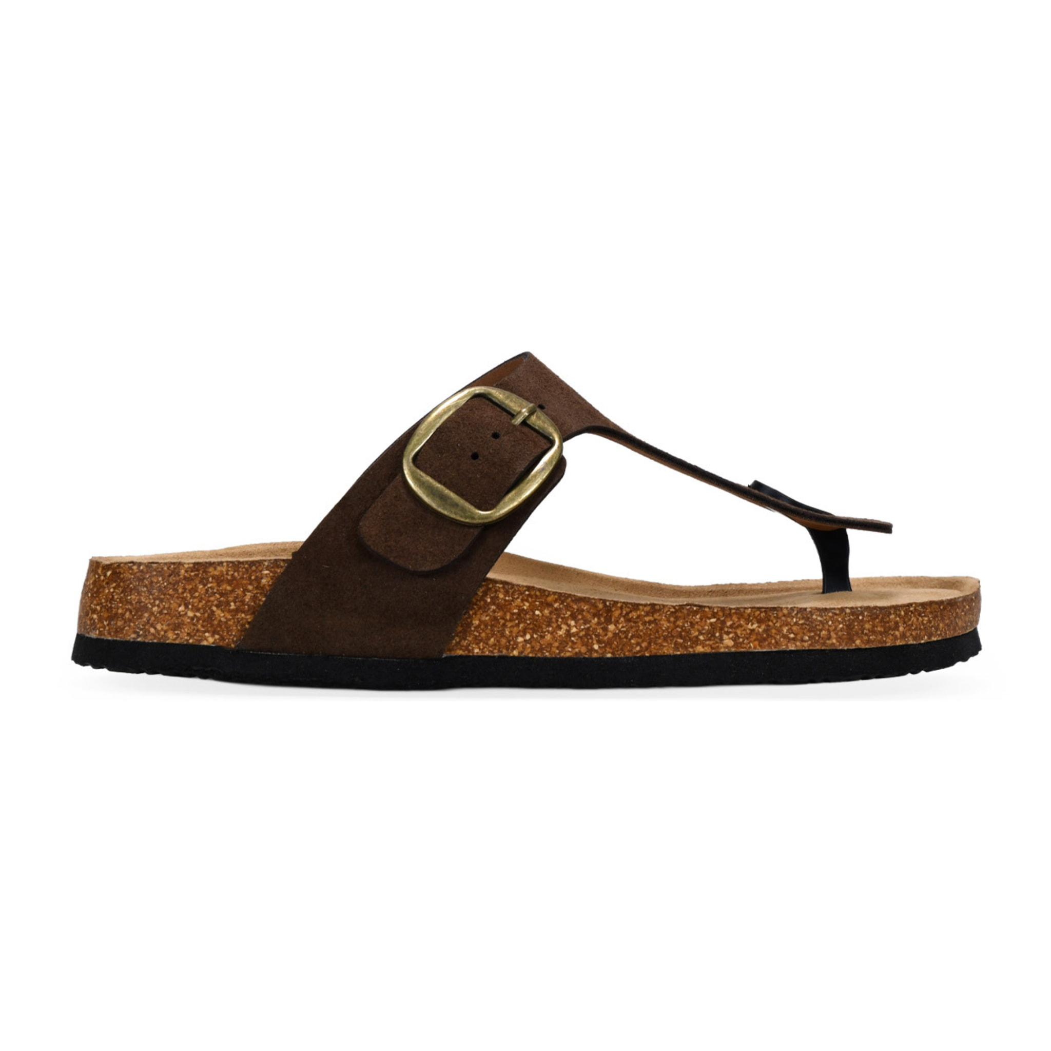 Sandalias de dedo marrones en piel