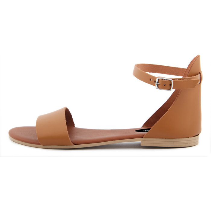Sandalo Donna in pelle colore Cammello