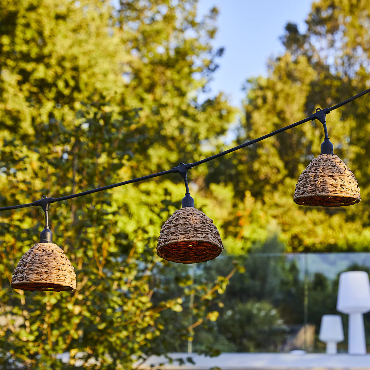 Lot de 2 guirlandes lumineuses extérieur connectables 14 abat-jour cloche marron style rétro ampoules E27 LED blanc chaud 2x MELLOW LIGHT 10m