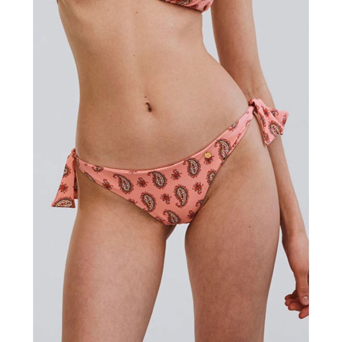 Braga de bikini brasileña con lazos y estampado paisley