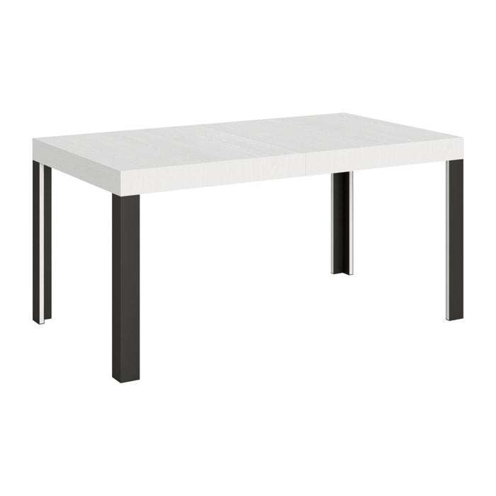 Table Linea Extensible Dessus Frêne Blanc 90x160 Allongée 264 cadre Anthracite