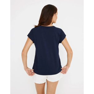 Camiseta Manga Corta Azul Marino- Pelzoflor