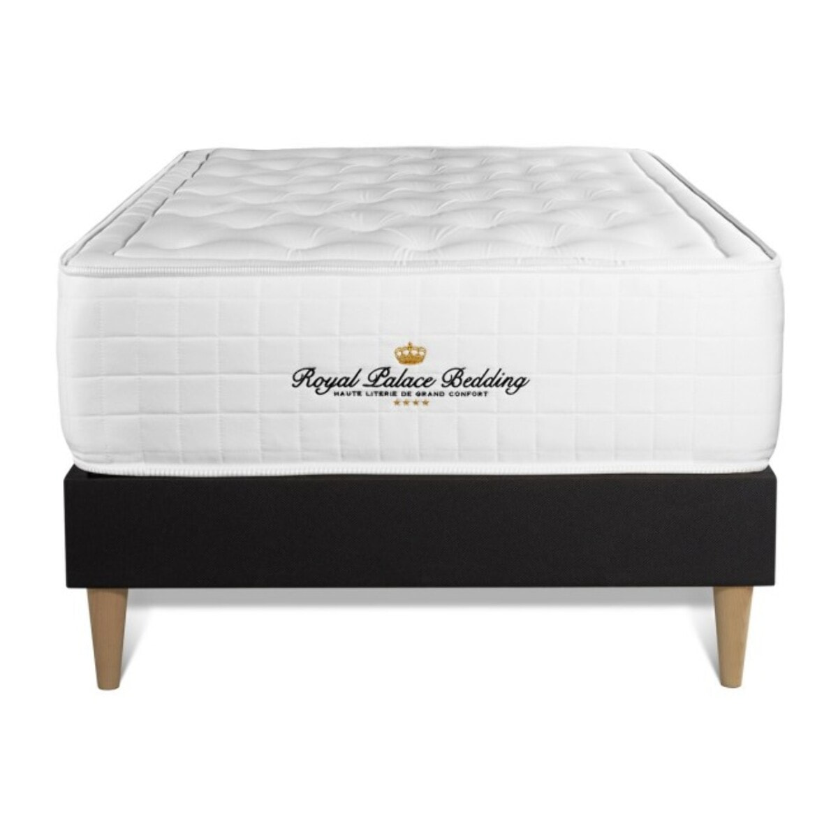 Ensemble Matelas à mémoire de forme maxi épaisseur Buckingham sommier KIT noir + Sommier tapissier en kit cm d'épaisseur - Matelas à Mémoire de forme de 30cm d'épaisseur