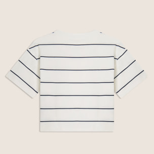 T-shirt Cropped con Maniche ampie e Fantasia a Righe