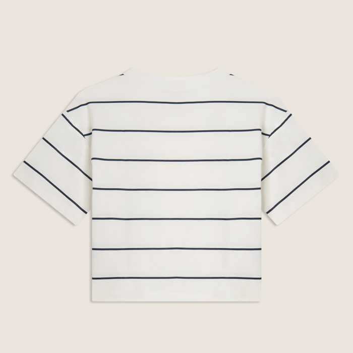 T-shirt Cropped con Maniche ampie e Fantasia a Righe