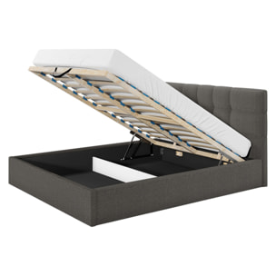 Mael - lit coffre - 160x200 - en tissu - sommier inclus - Gris Anthracite