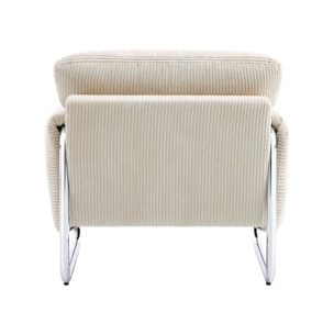 Fauteuil vintage velours côtelé armature chromée VINTAGE