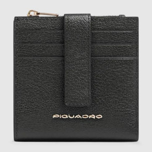 Piquadro Porte-cartes de crédit femme en cuir avec porte-monnaie et protection RFID