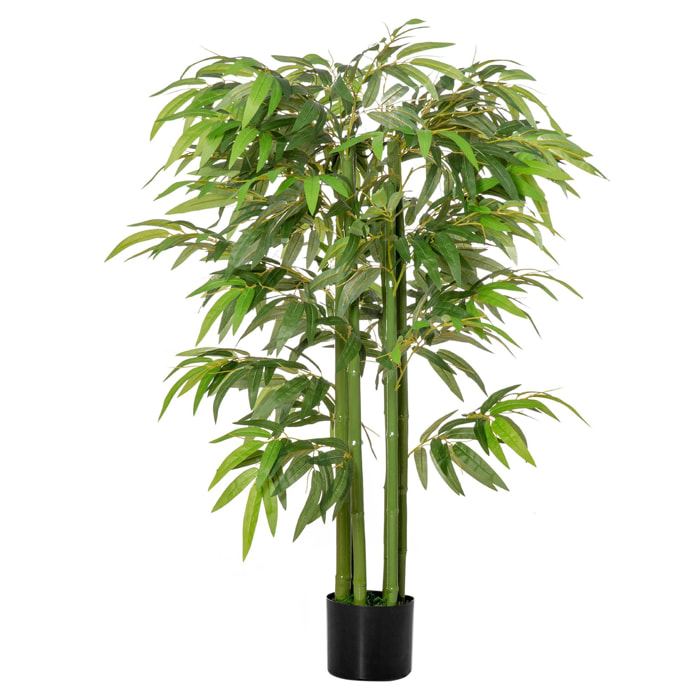 Bambú Artificial 140 cm con Maceta y Cañas Realistas Árbol Sintético Interior para Decoración de Hogar Oficina Exterior Verde