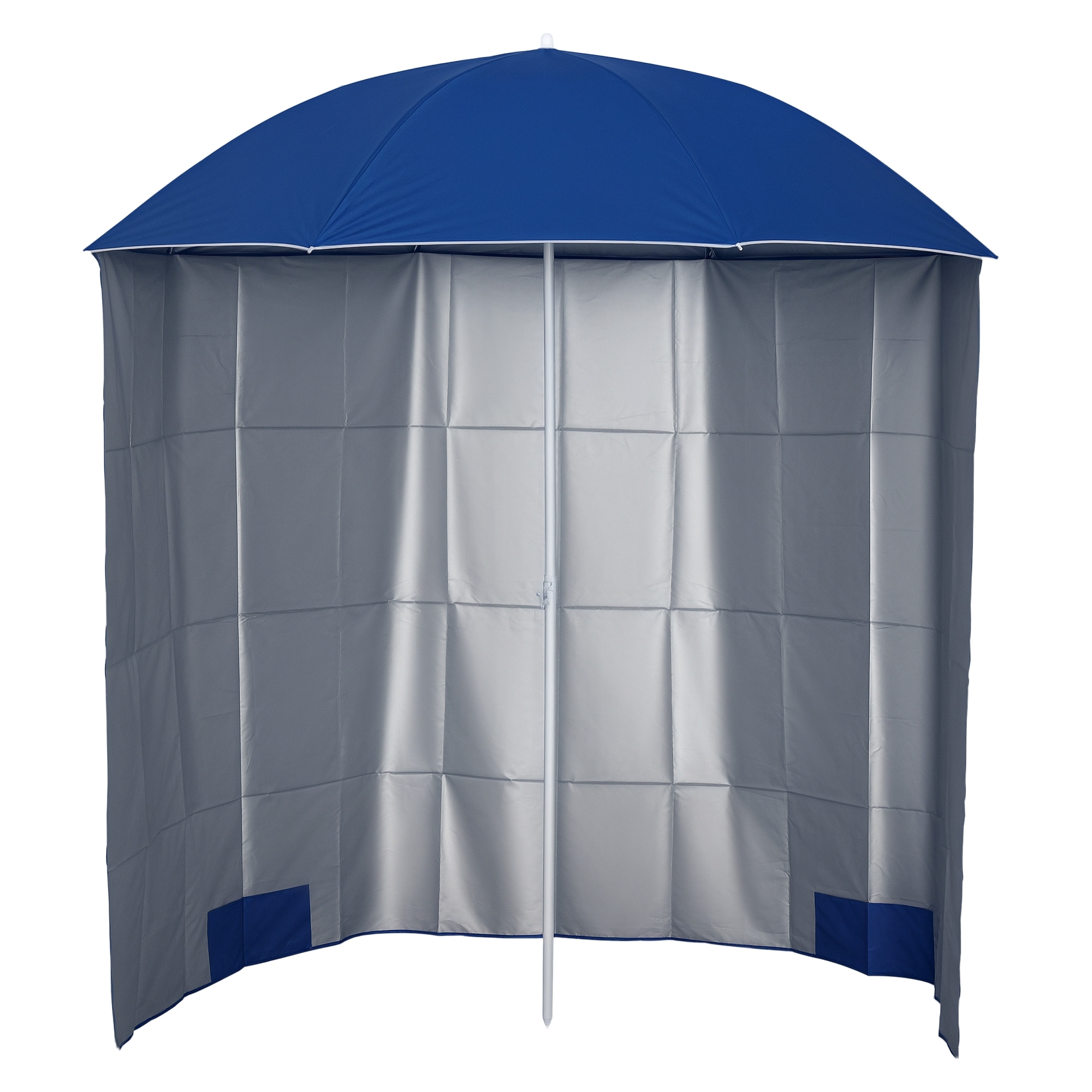 Sombrilla de Playa con Panel Lateral Ø220x220 cm Parasol para Terraza con Apertura Manual 8 Varillas de Acero y Bolsa de Transporte para Jardín Piscina Azul
