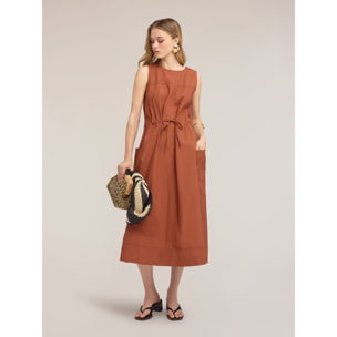 Motivi - Vestito con coulisse in popeline - Marrone