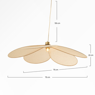 Suspension pétale en tissu beige et métal doré 75 cm - Flora