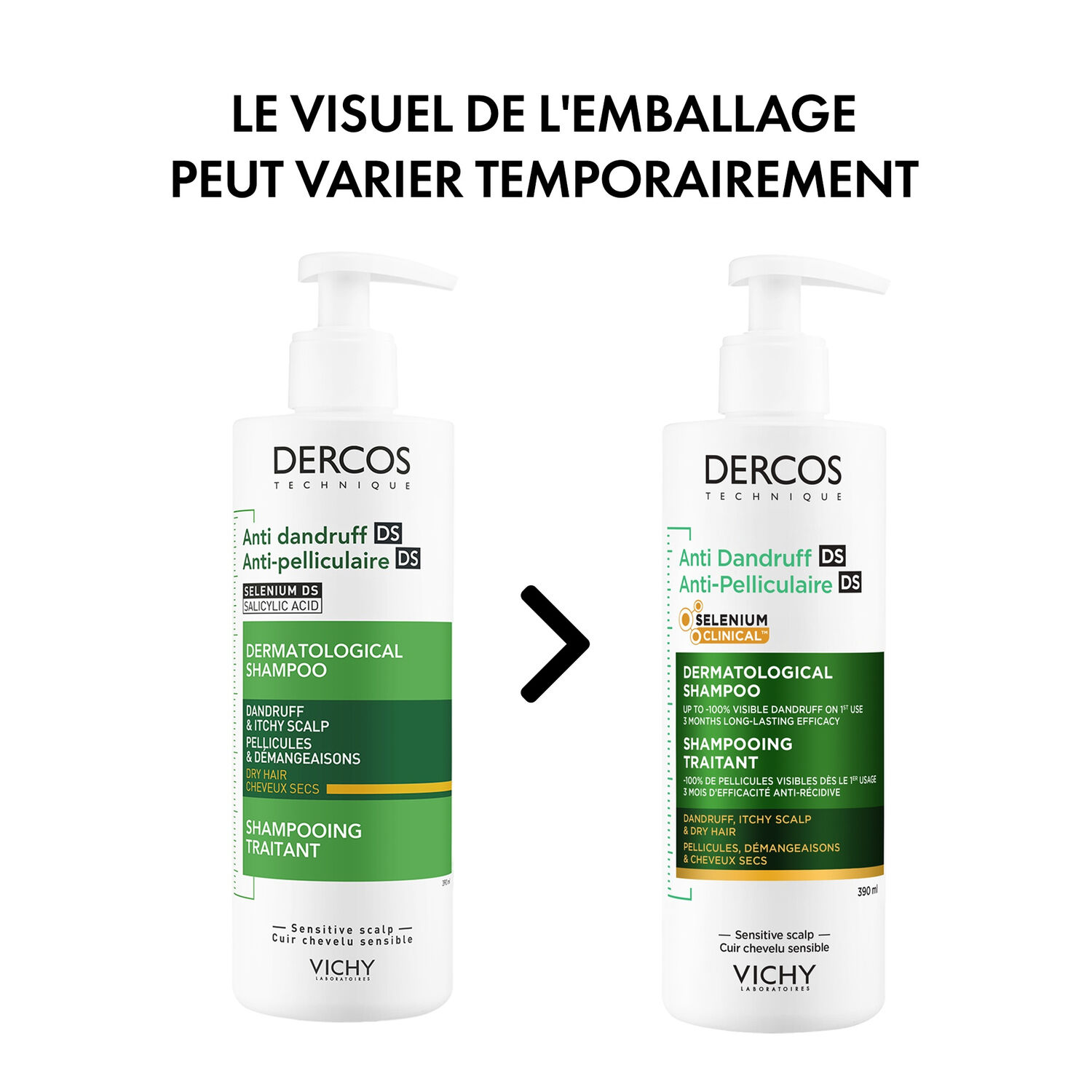 Dercos - Shampooing Traitant Pellicules & Démangeaisons Cheveux Secs