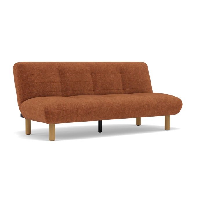 Soan - Banquette 2 places convertible clic-clac en velours texturé - Terracotta