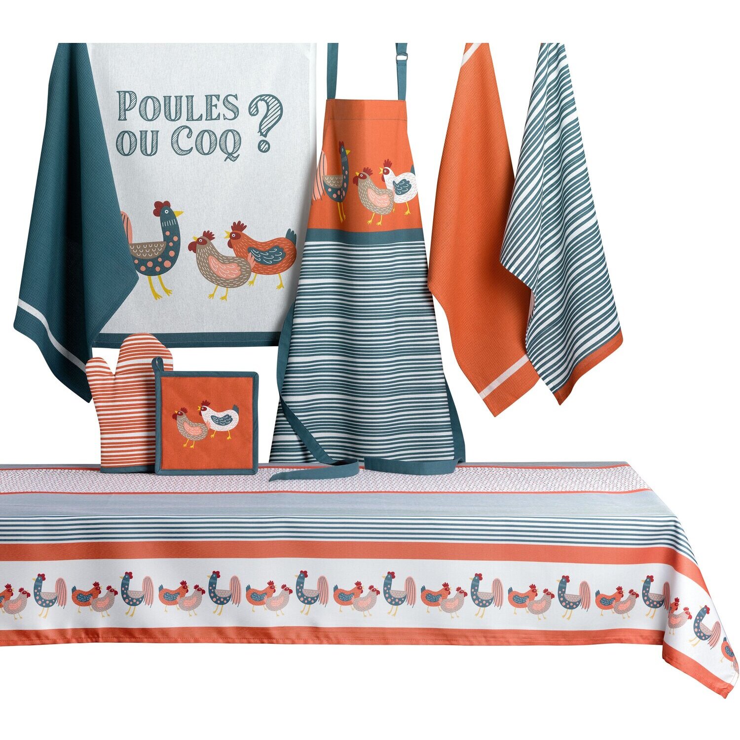 Tablier imprimé poule ou coq