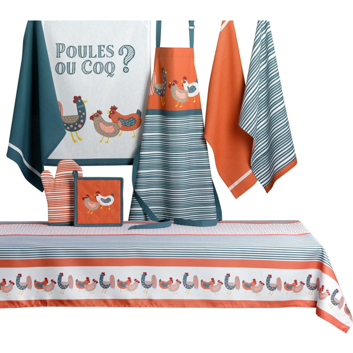 Tablier imprimé poule ou coq