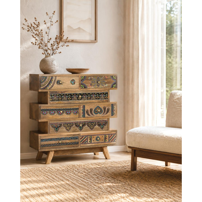 Muebles Auxiliare de Madera de Mango 65 Cm Estilo Boho Ethnic