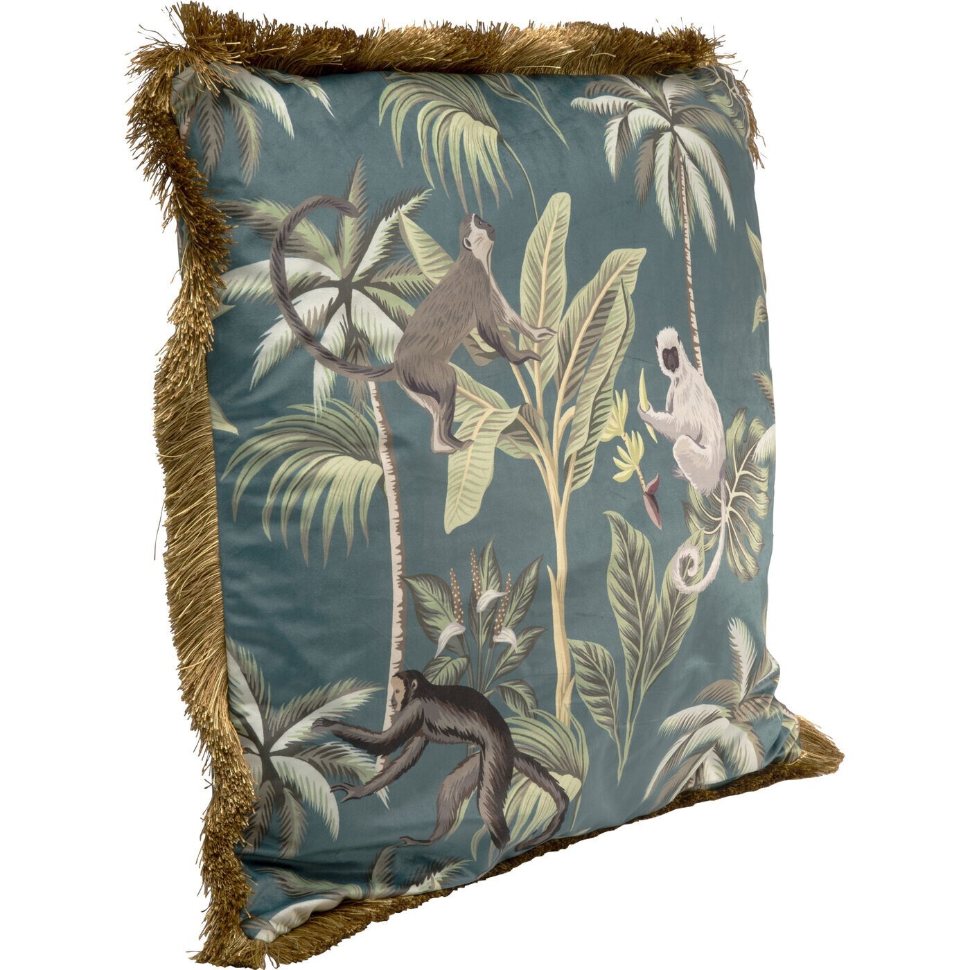 Coussin à franges Jungle singes 55x55cm Kare Design