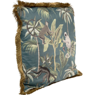 Coussin à franges Jungle singes 55x55cm Kare Design