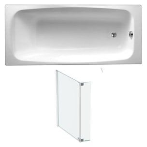 Baignoire droite Diapason fonte + pare bain 170 X 75