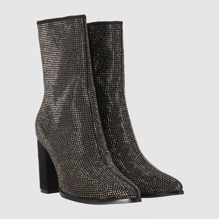 Botines de Tejido - Negro - Tacón: 9 cm