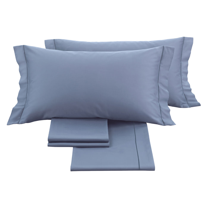 Completo letto in raso tinta unita niagara 100% cotone