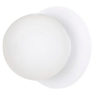 Lampada da parete Minerva in acciaio e vetro bianco