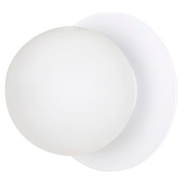 Lampada da parete Minerva in acciaio e vetro bianco