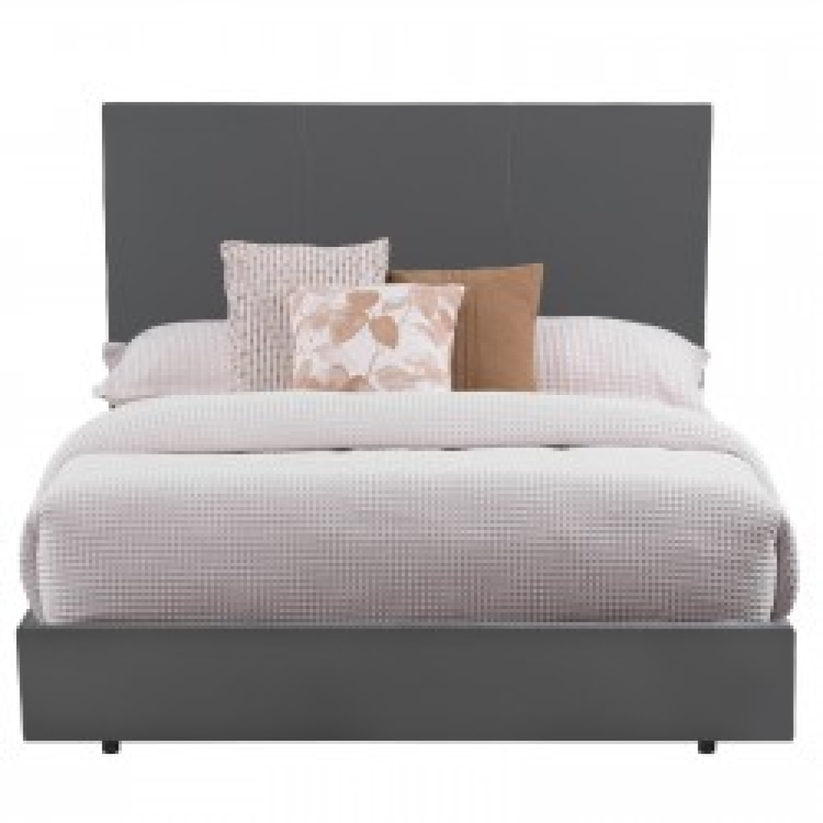 Lit coffre sommier relevable gris + Matelas Memoire de Forme | Modele Rome Simili Cuir | Grande capacite de stockage