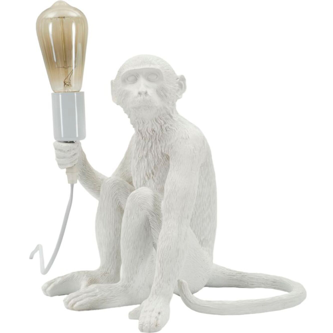 LAMPADA DA TAVOLO MONKEY SEDUTA BIANCA CM 33X33X32
