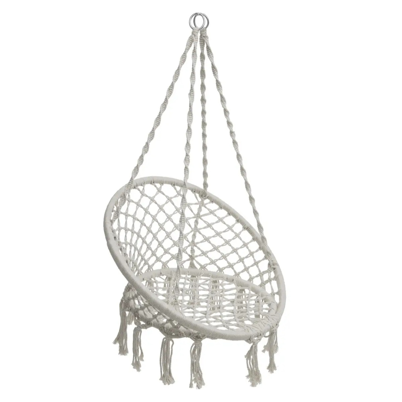 Chaise de détente suspendue en macramé "Plumaya" en coton