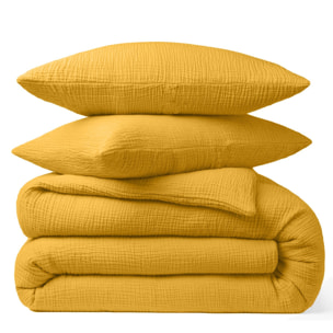 Paire de taies d'oreiller 100% gaze de coton safran mineral