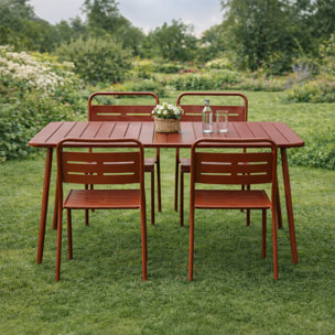 Ensemble table de jardin 120 cm et 4 chaises terracotta EVORA