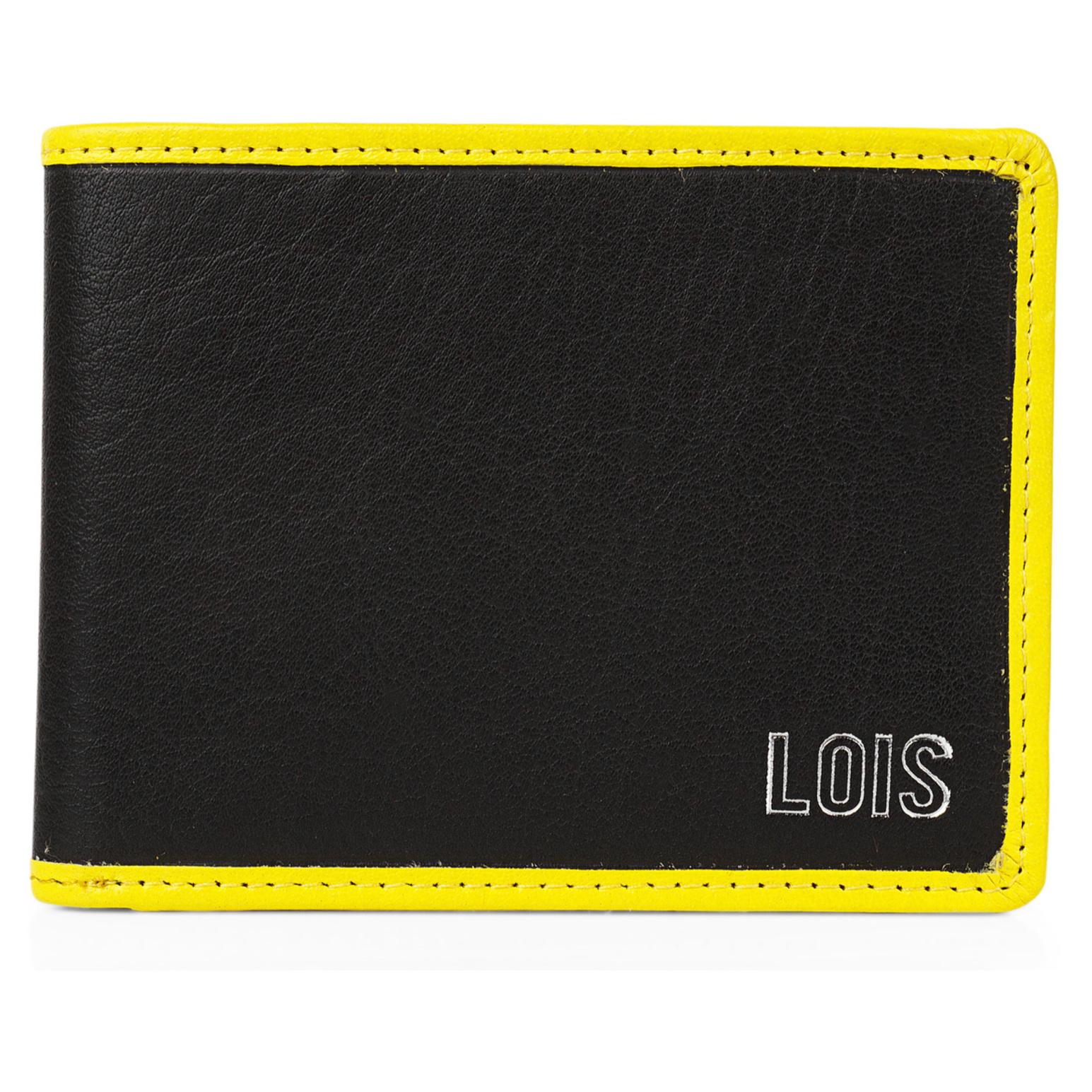 Cartera Hombre Piel Lois Davis Negro-Amarillo