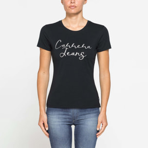 T-SHIRT CON STAMPA FRONTALE IN JERSEY DI COTONE