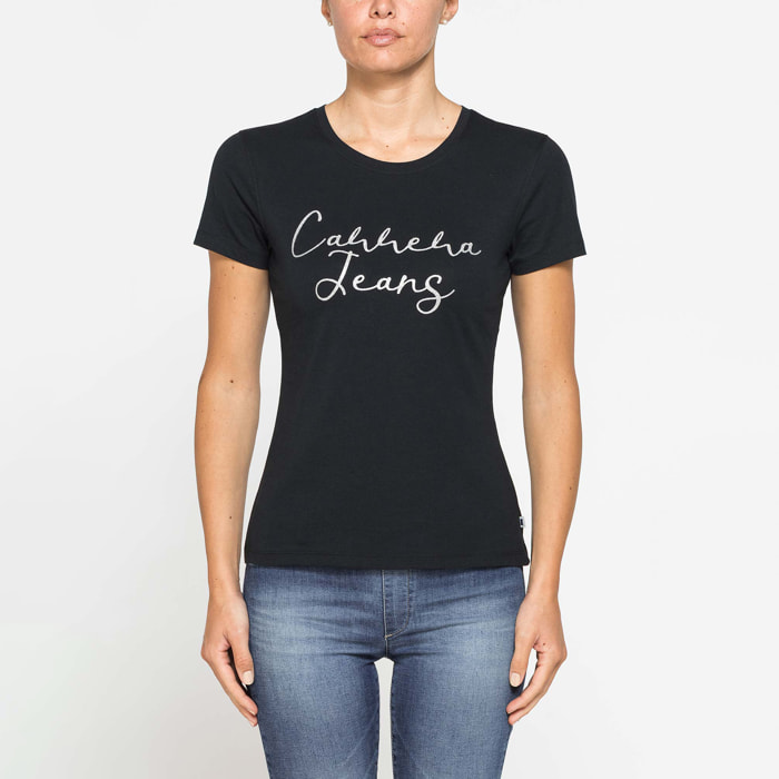 T-SHIRT CON STAMPA FRONTALE IN JERSEY DI COTONE