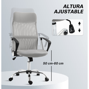 Silla de Oficina de Malla Silla de Escritorio Giratoria con Altura Ajustable Función Basculante Respaldo y Asiento Transpirable Carga 120 kg para Estudio Gris Claro