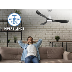 Ventilateur de plafond Réversible  Thermostat Dimmable Wifi Moteur à courant continu Toits en pente Télécommande Lumière à trois tons Adaptateur 2/3 Lames