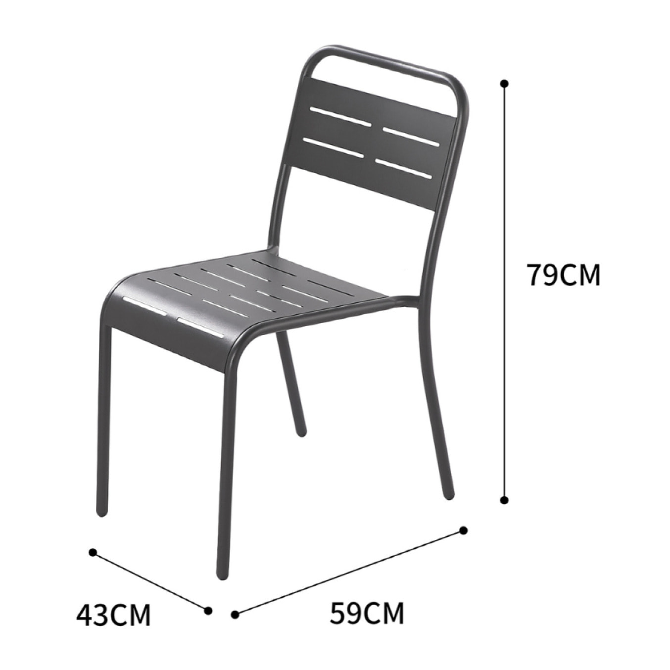 Lot de 6 chaises en acier gris foncé - EVORA