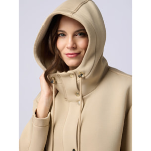 Oltre - Giubbotto in scuba con cappuccio - Beige