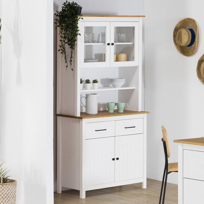 Vaisselier 4 portes 2 tiroirs en bois massif - IDA