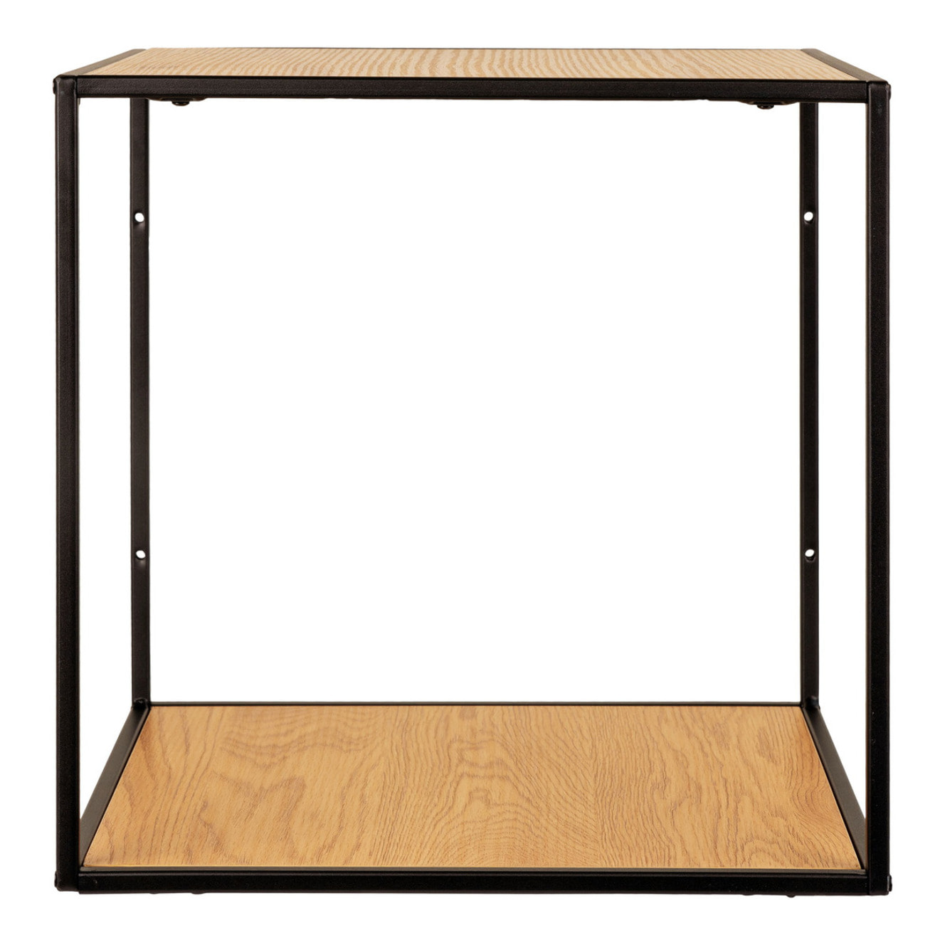 Mensola da parete Vita in acciaio nero con ripiano effetto rovere 36x36x36 cm