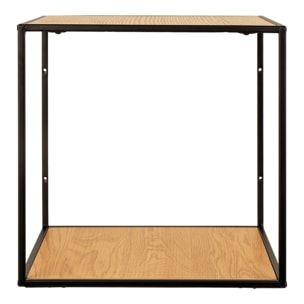Mensola da parete Vita in acciaio nero con ripiano effetto rovere 36x36x36 cm