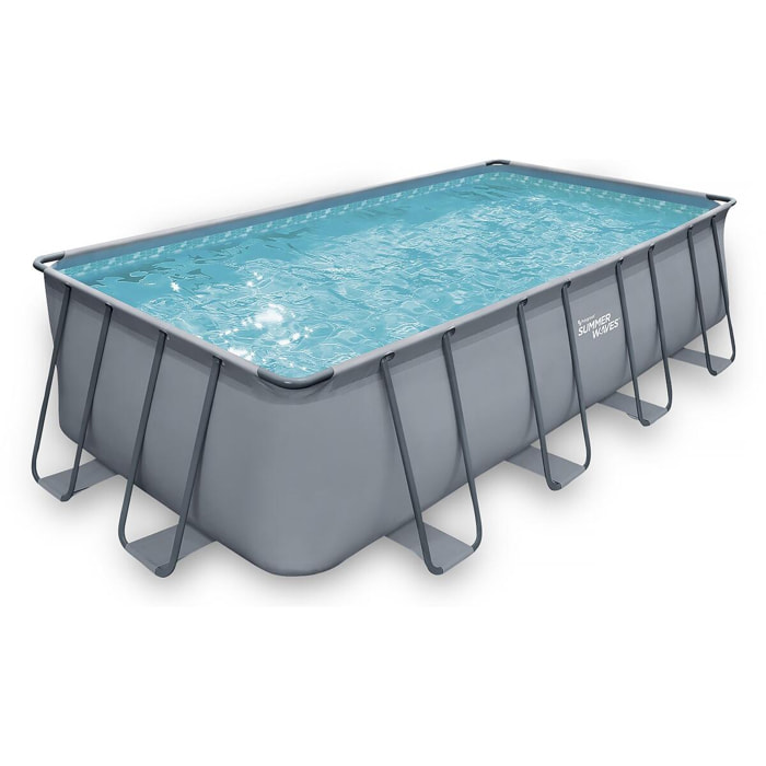 Piscine tubulaire grise - ''LUDO 2'' - 4,01 x 2,01 x 1,22 m - filtration à sable 2.5 m³/h