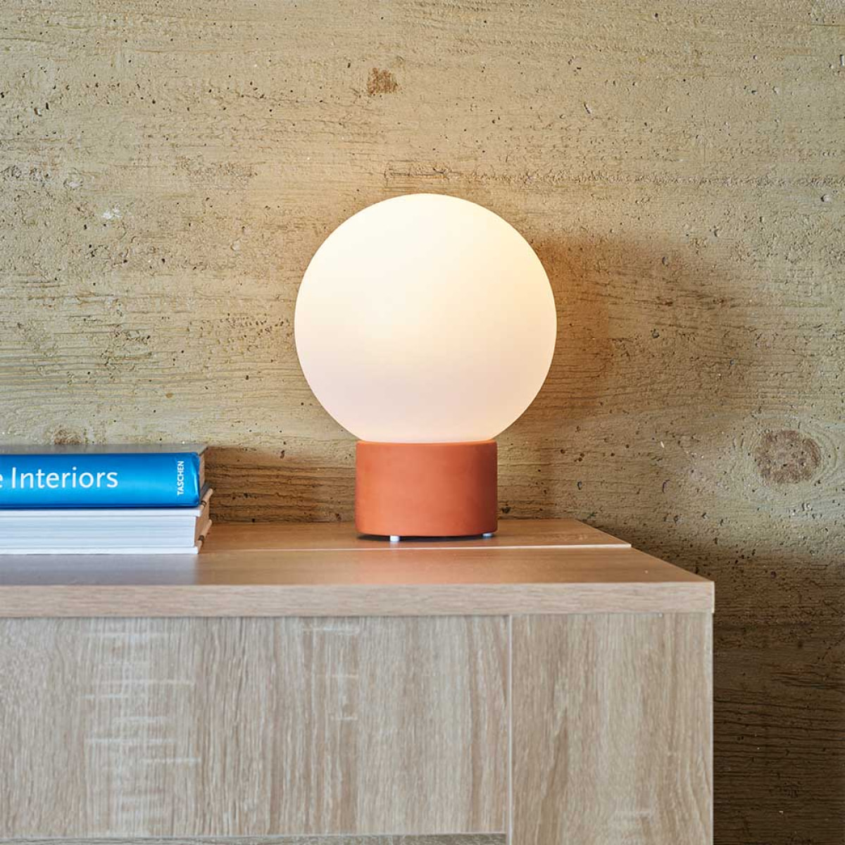 Lampe de table touch effet beton orange LED TERRA TERRE CUITE h25cm